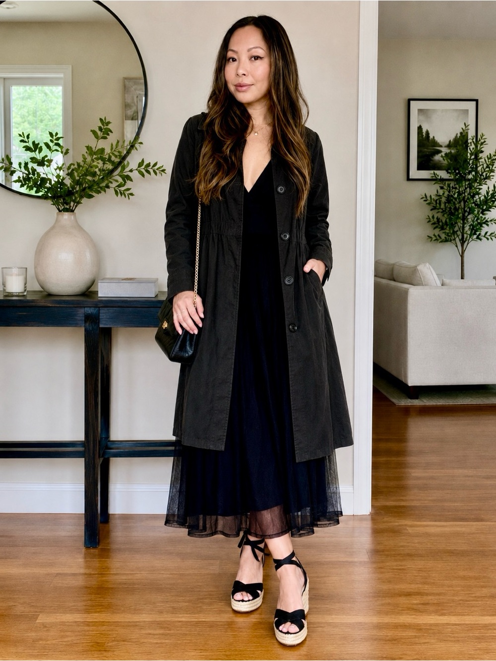 Kenneth Cole Reaction Black Trench Coat